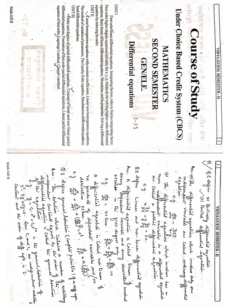 Sem 2 Maths Generic Pdf