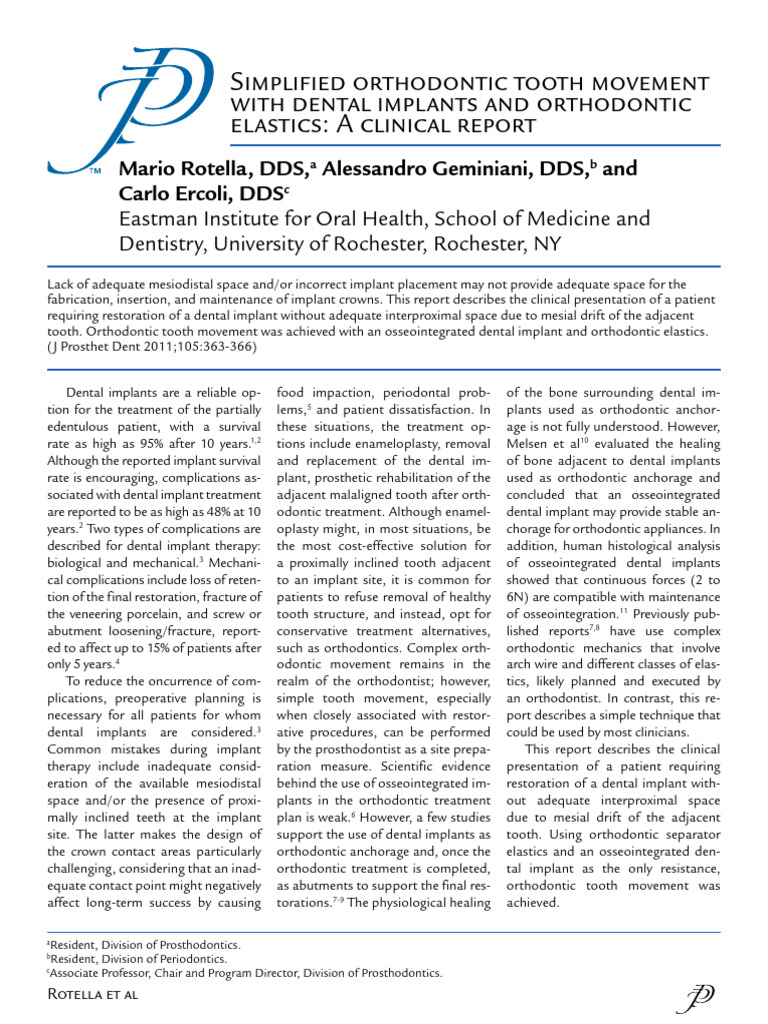 Rotella, 2011 | PDF | Dental Implant | Orthodontics