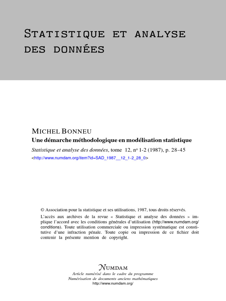 Une Démarche Méthodologique en Modélisation Statistique | PDF ...
