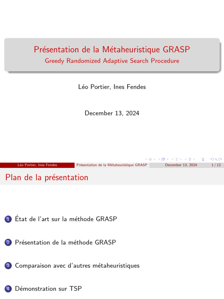 Introduction à la méthode GRASP | PDF | Métaheuristique | Algorithmes ...