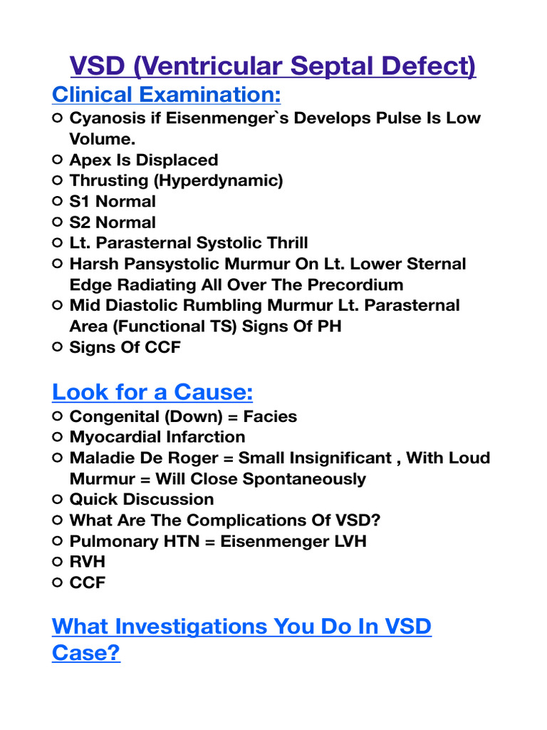 VSD Clinical Overview and Management | PDF