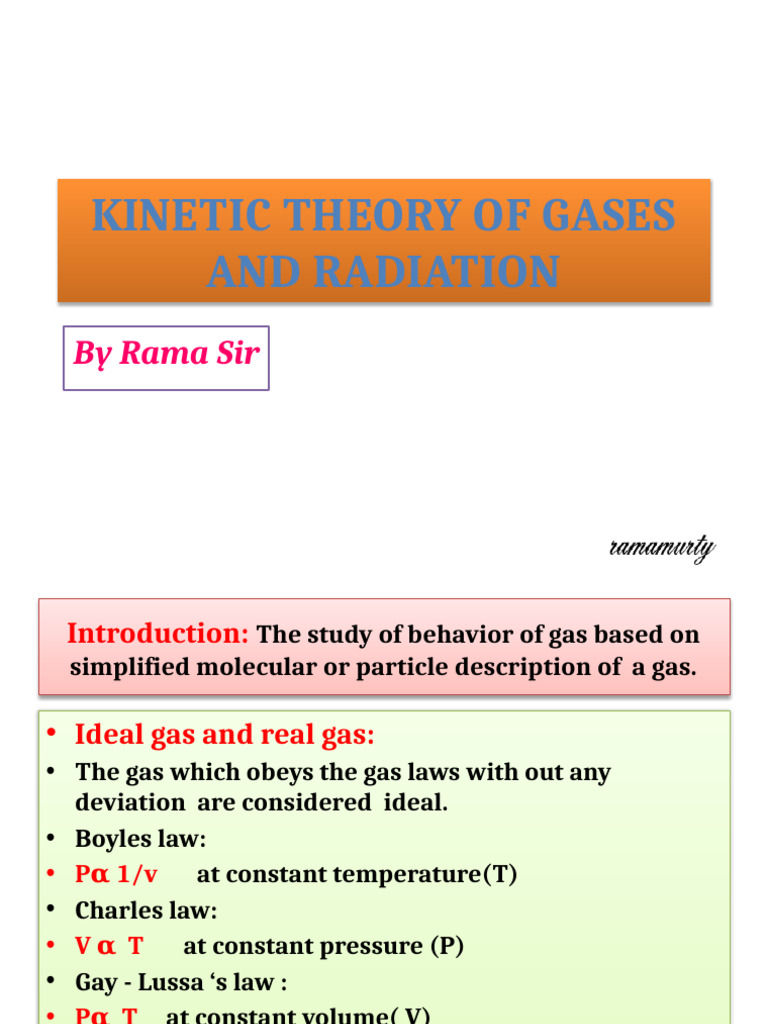 Kinetic Theory of Gases Explained | PDF | Gases | Heat Capacity