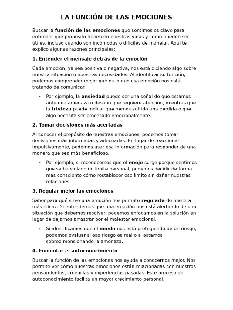 La Función de Las Emociones | PDF | Las emociones | Psicología Social