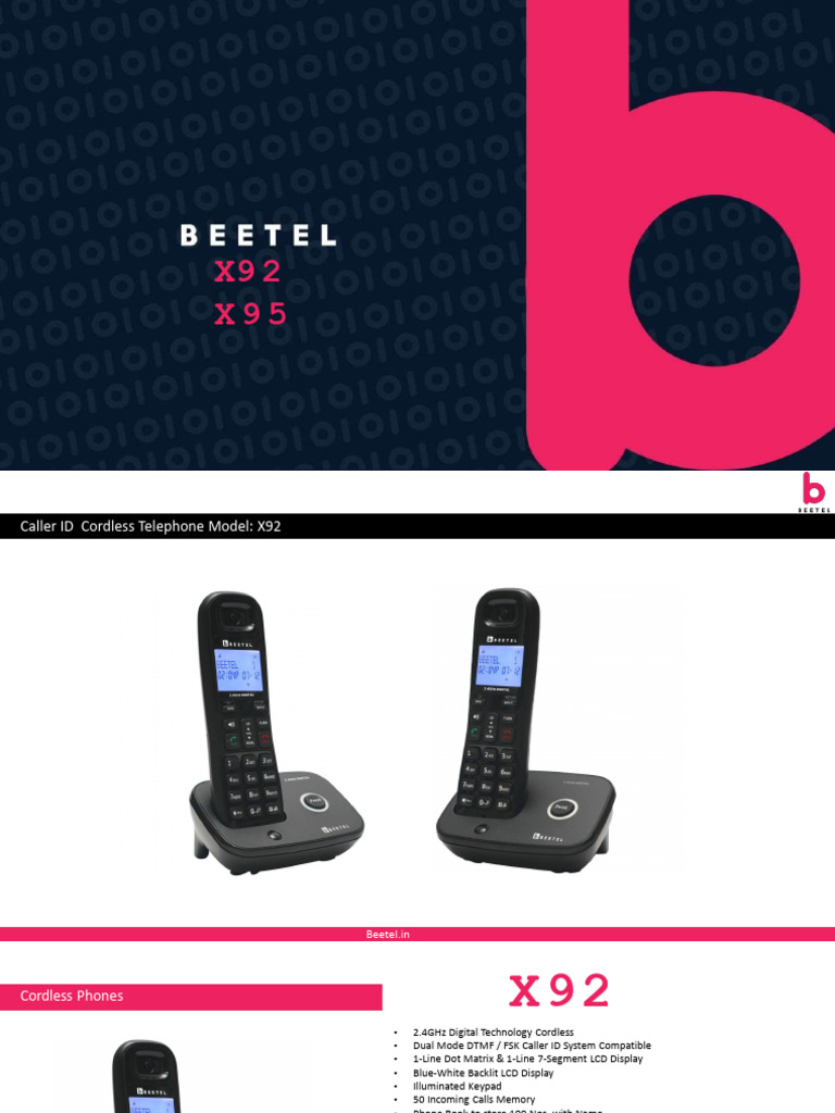 Beetel X92 and X95 Cordless Phones | PDF | Telephone | Service Industries