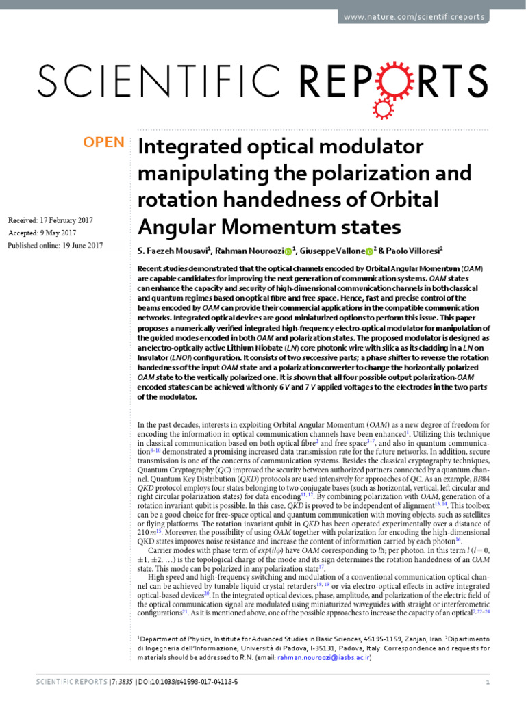 Integrated Optical Modulator Manipulating The Polarization and Rotation ...