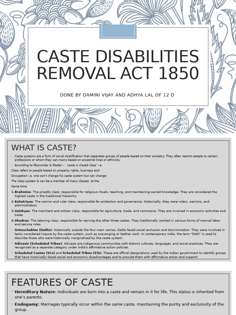 Caste Disabilities Removal Act 1850 Explained | PDF | Caste | Dalit