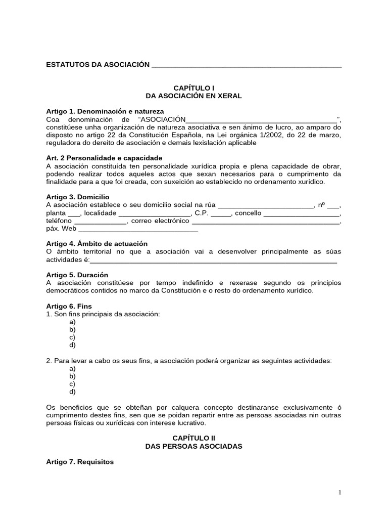 Modelo Estatutos Asociacions | PDF