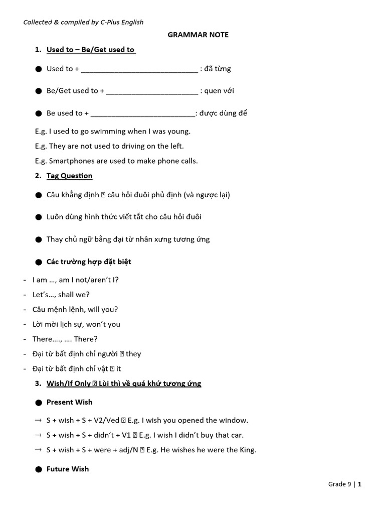 Revision 3 Grammar Note | PDF | Language Mechanics | Syntax