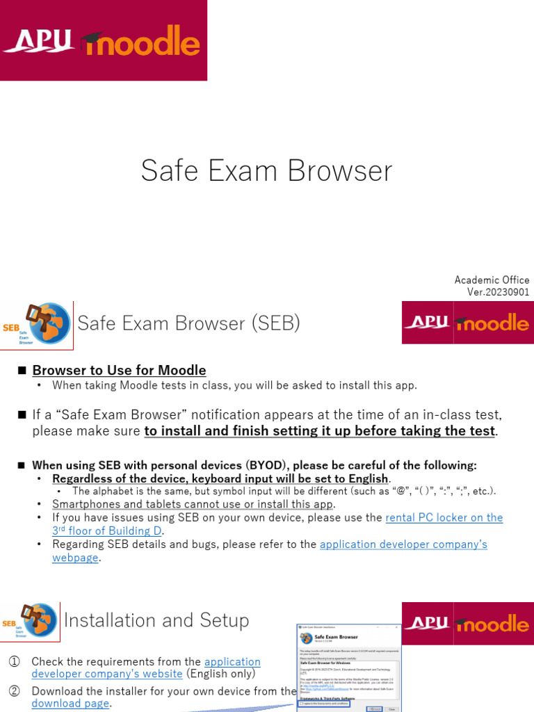Safe Exam Browser Setup for Moodle | PDF | Computing | Computer Science