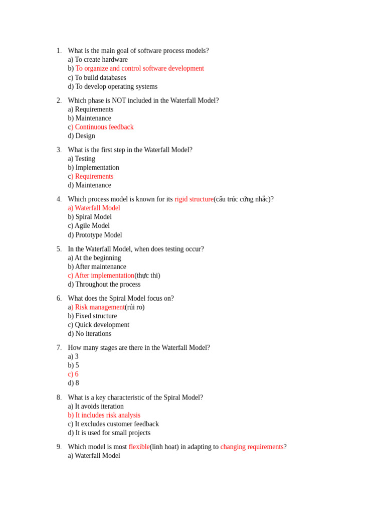 Software Development Models Quiz | PDF | Agile Software Development ...