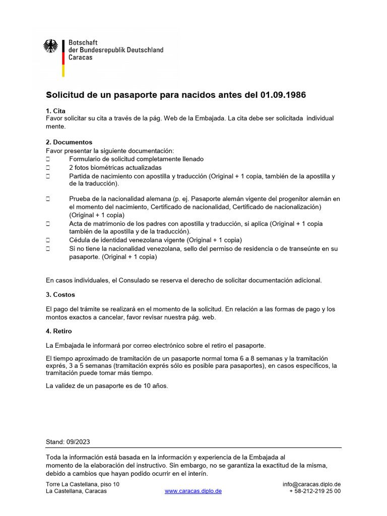 Solicitud de Pasaporte en Venezuela | PDF
