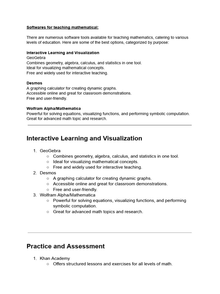 Top Software for Teaching Mathematics | PDF | Mathematics | Computer ...
