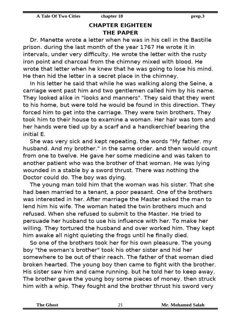 Summary of Chapter 18: The Paper | PDF | A Tale Of Two Cities