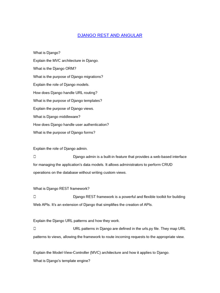 Django REST Framework and Angular Guide | PDF | Model–View–Controller ...