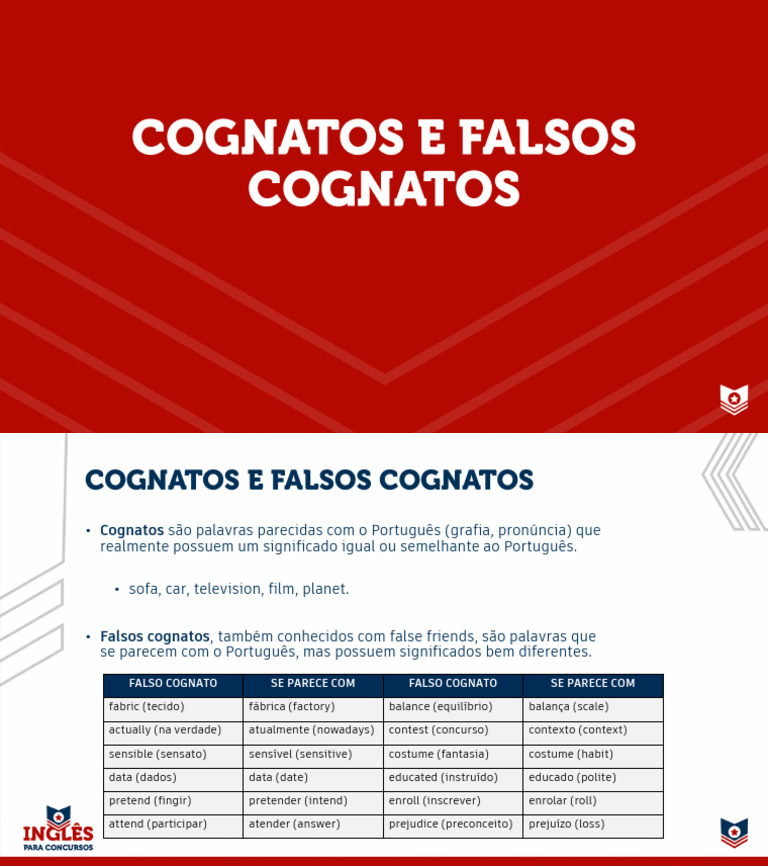 Falsos Cognatos: Definição e Exemplos | PDF