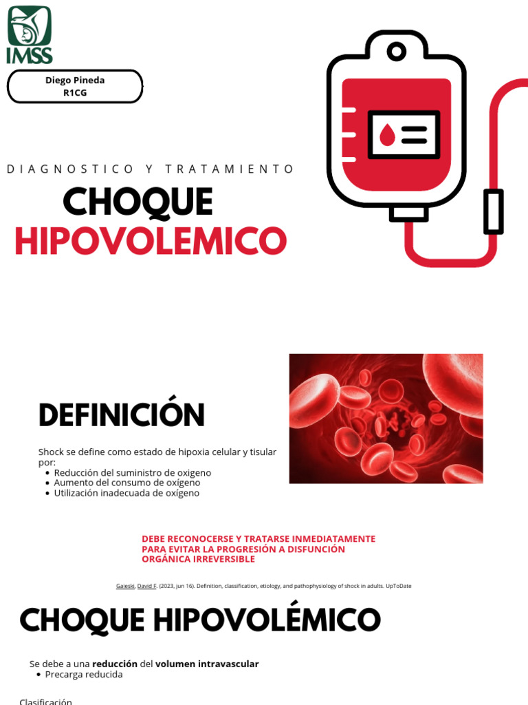 Diagnóstico y Tratamiento del Choque Hipovolémico | PDF | Choque ...