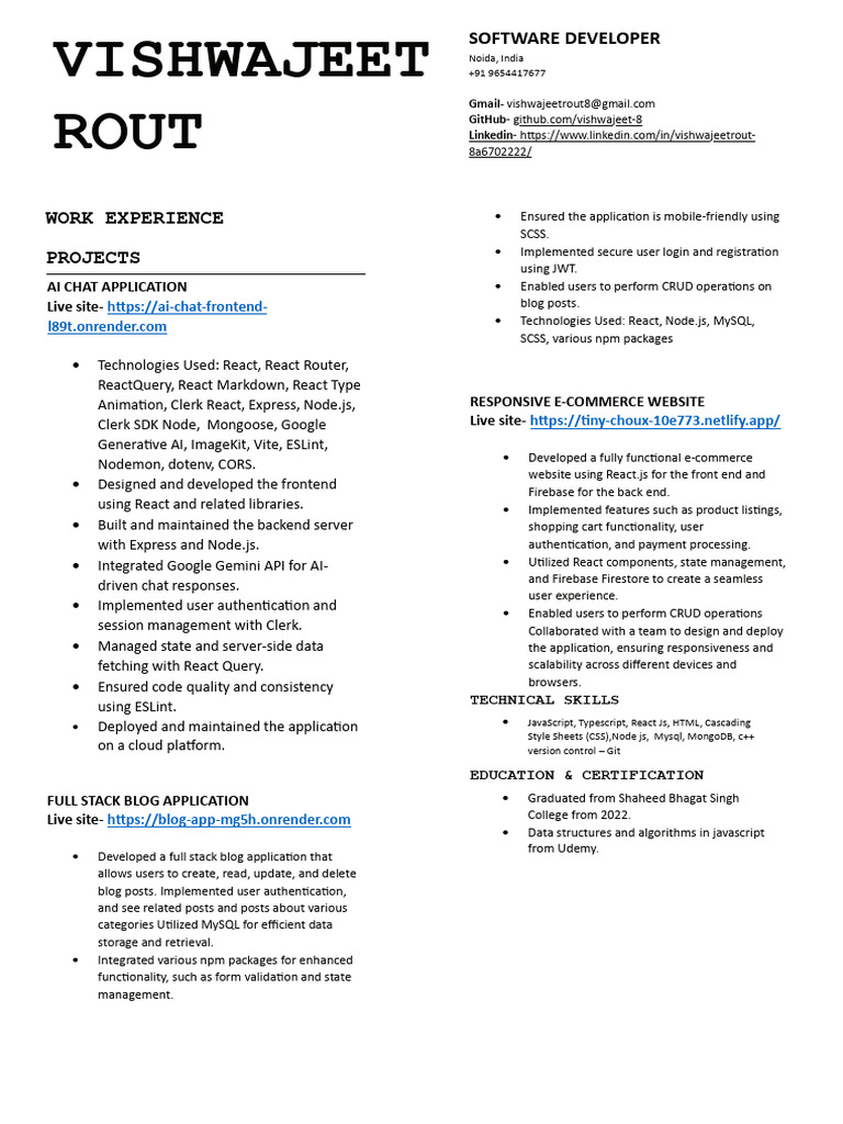 Full Stack Developer Projects Showcase | PDF | Java Script | My Sql