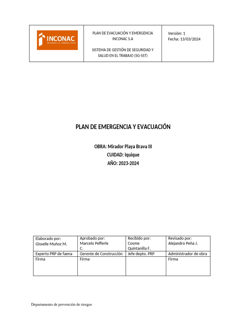 Plan de Emergencia y Evacuación Iquique | PDF | Primeros auxilios ...