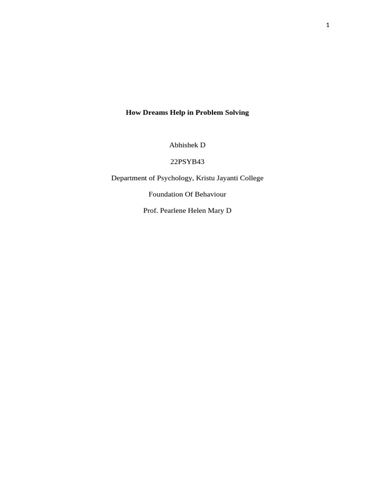 How Dreams Help in Problem Solving | PDF | Sleep | Dream