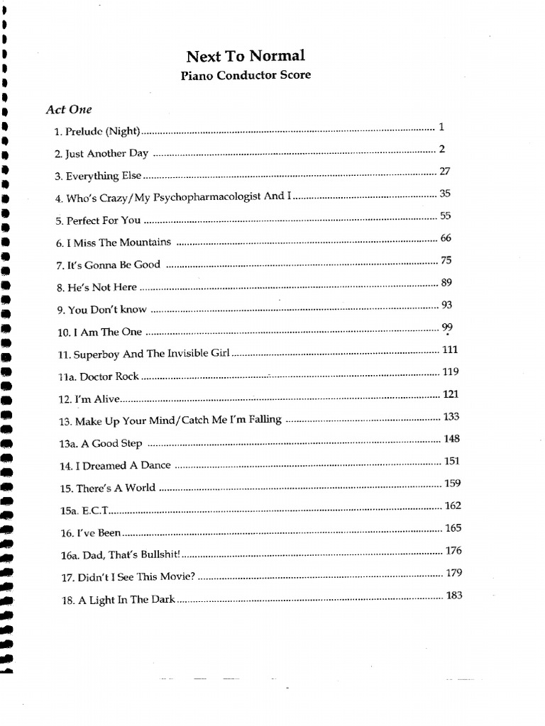 Next To Normal - Piano | PDF
