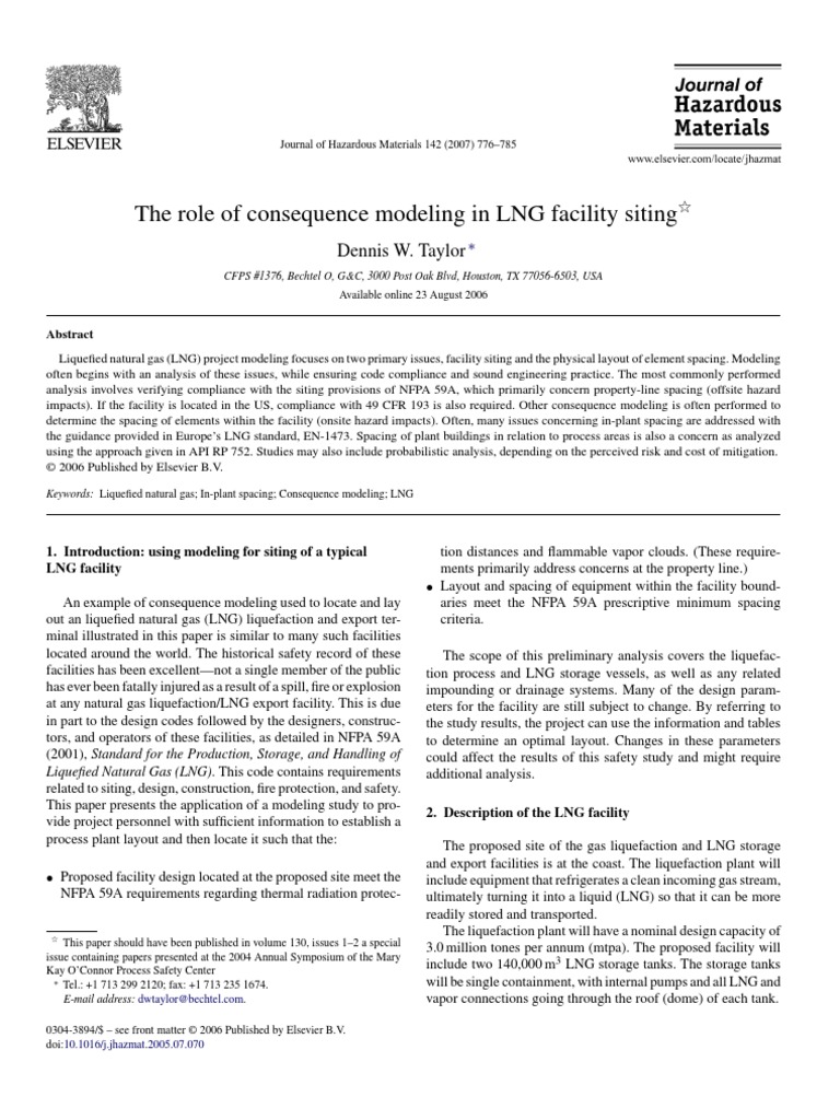 The Role of Consequence Modeling in LNG Facility Siting PDF