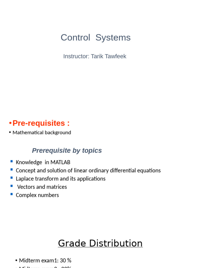 Control Systems Course Overview | PDF | Control Theory | Feedback
