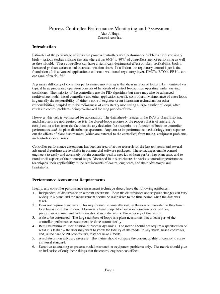 Controller Performance Monitoring Guide | PDF | Control Theory | Variance