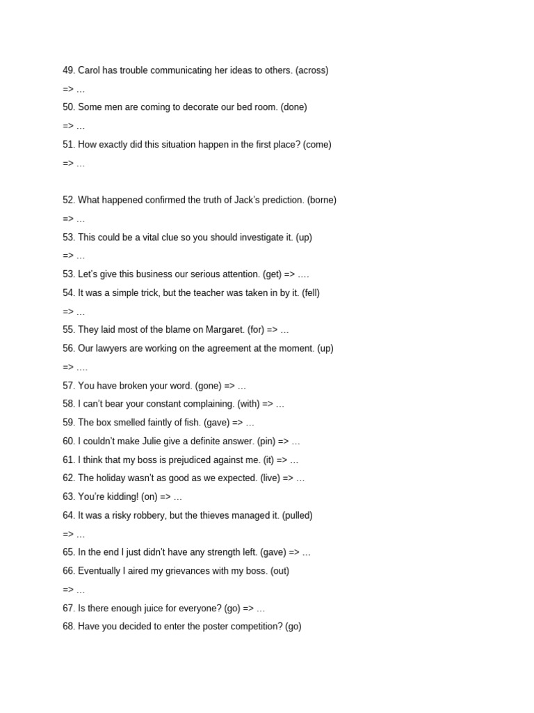 Sentence Transformation #3 | PDF