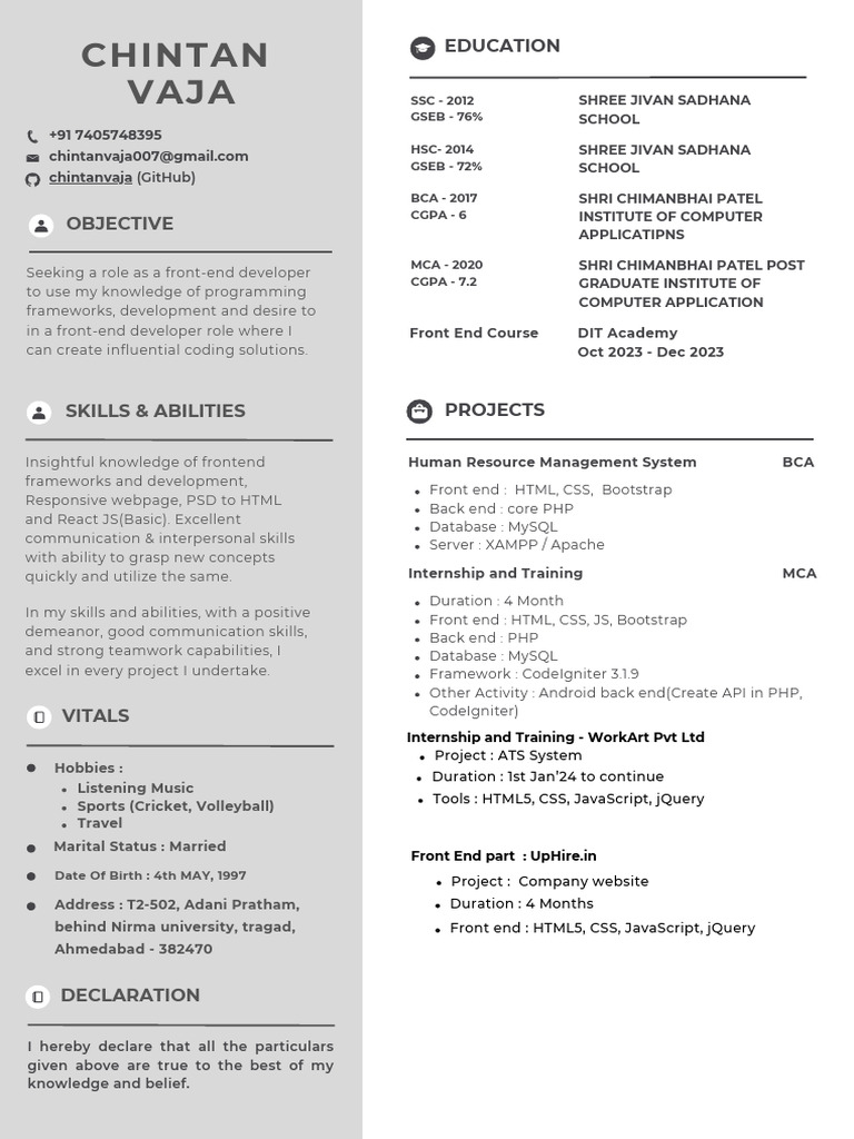 Front-End Developer Resume Overview | PDF | Software Engineering | Web ...