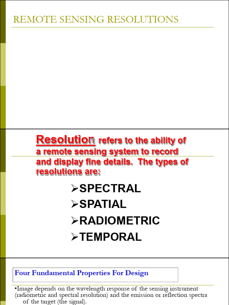 Types of Resolution in Remote Sensing | PDF | Image Resolution ...
