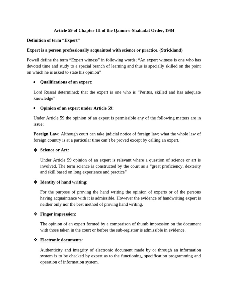 2.. Article 59 of Chapter III | PDF | Expert Witness | Witness