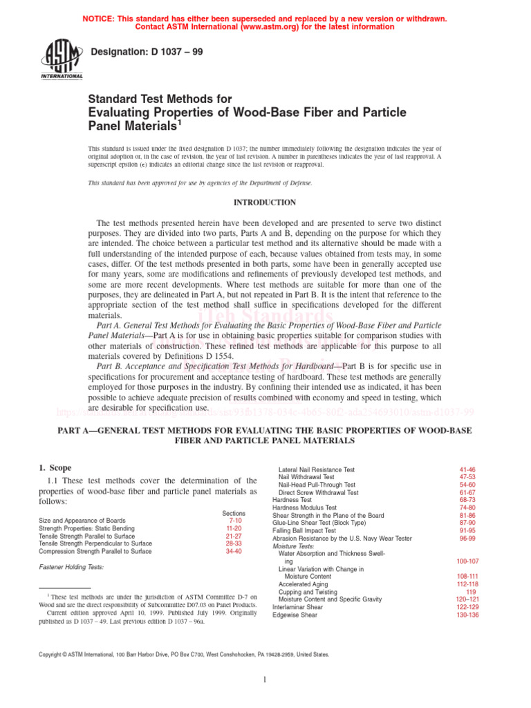 ASTM D1037 Standard Test Methods | PDF | Strength Of Materials | Young ...