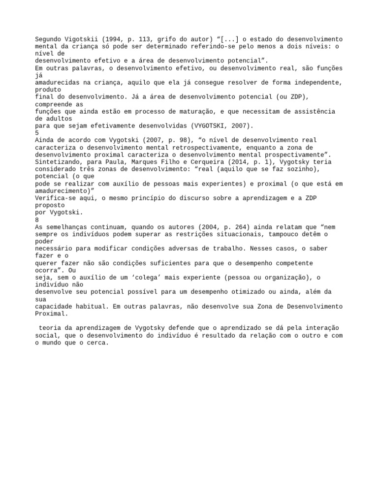 Vygotsky: Desenvolvimento e ZDP na Aprendizagem | PDF