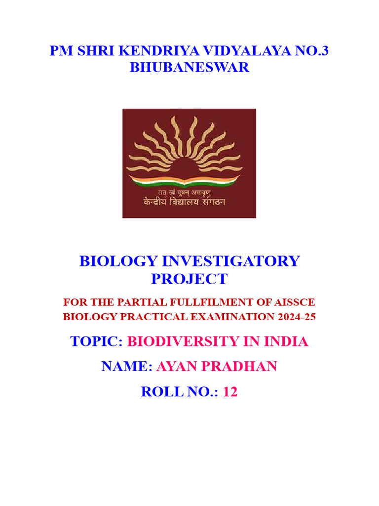Biodiversity in India: Class 12 Project | PDF | Biodiversity ...