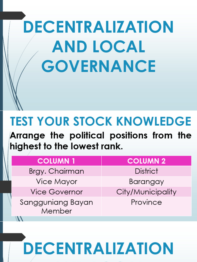 Local Governement Units Decentralization | PDF | Local Government ...
