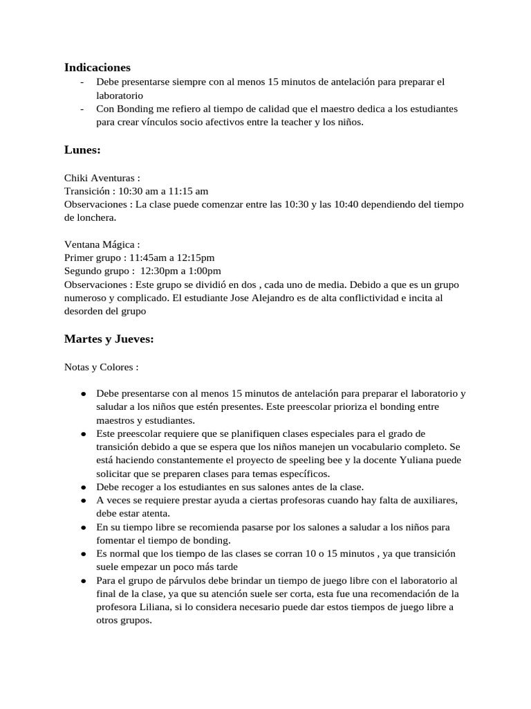 Planificación de Clases para Preescolar | PDF | Educación de la primera ...