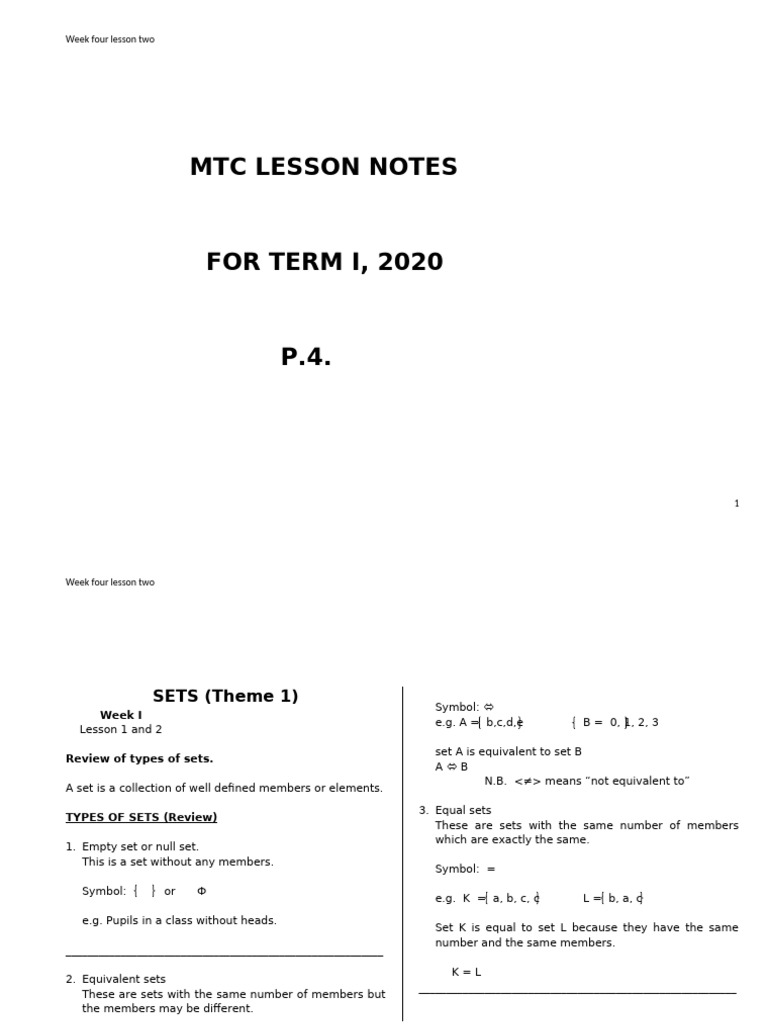 P.4 Mathematics Lesson Notes | PDF | Prime Number | Numbers