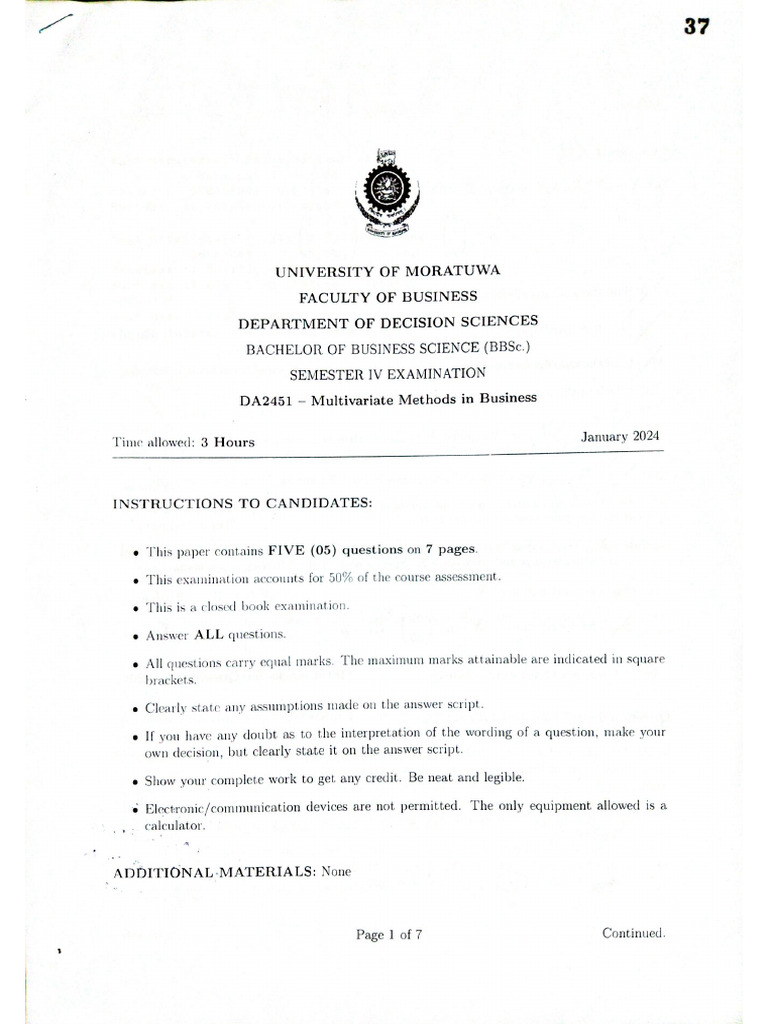 Multivariate Methods in Business | PDF