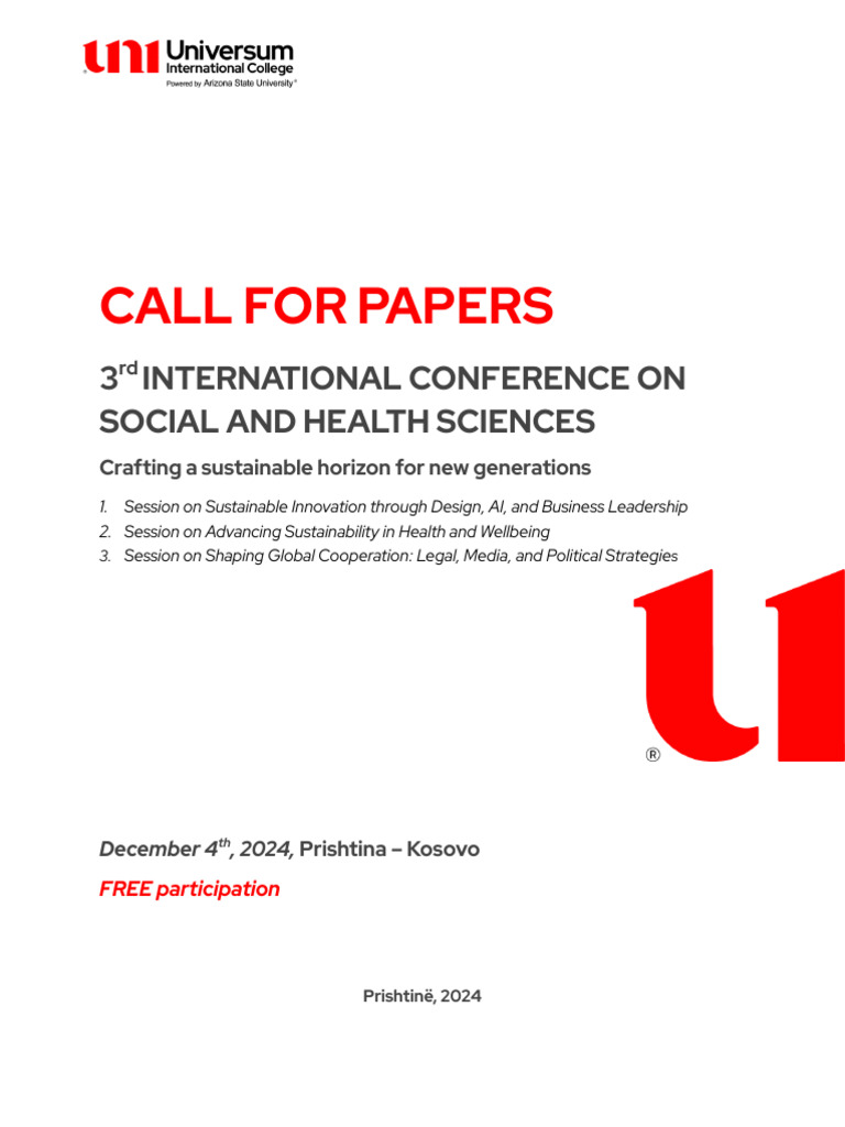 Call For Papers - 3RD INTERNATIONAL CONFERENCE ON SOCIAL AND HEALTHCARE ...