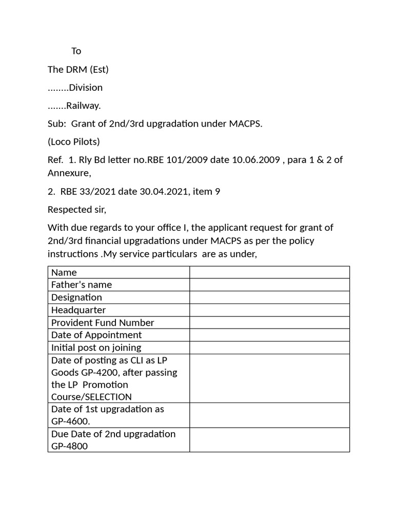 MACPS Upgradation Request for Loco Pilots | PDF