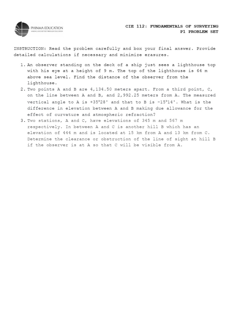 Cie 098 P1 Problem Set | PDF