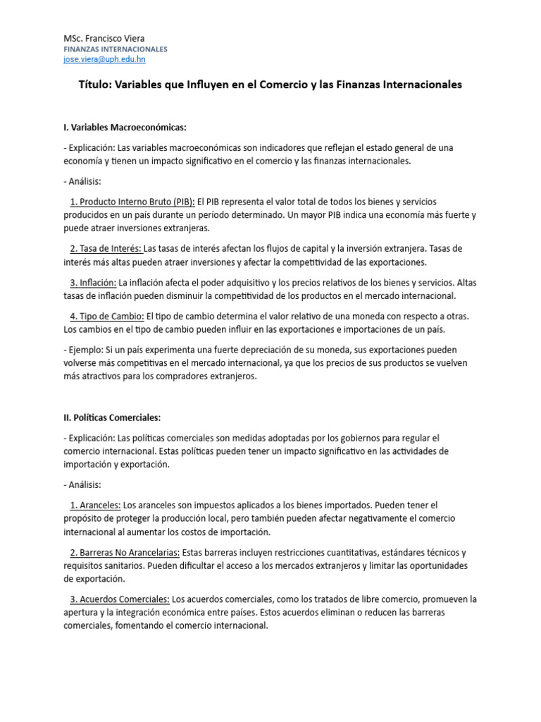 Variables Clave en Finanzas Internacionales | PDF | Tipo de cambio ...