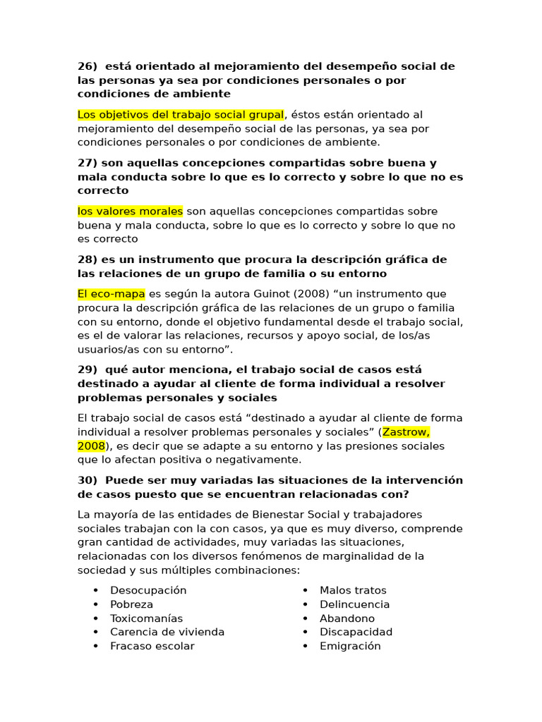 Preguntas 25 A La 50 | PDF | Trabajo Social