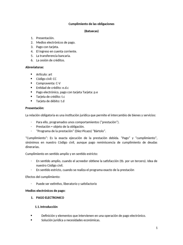 Cumplimiento de Las Obligaciones | PDF | Pagos | Tarjeta de crédito