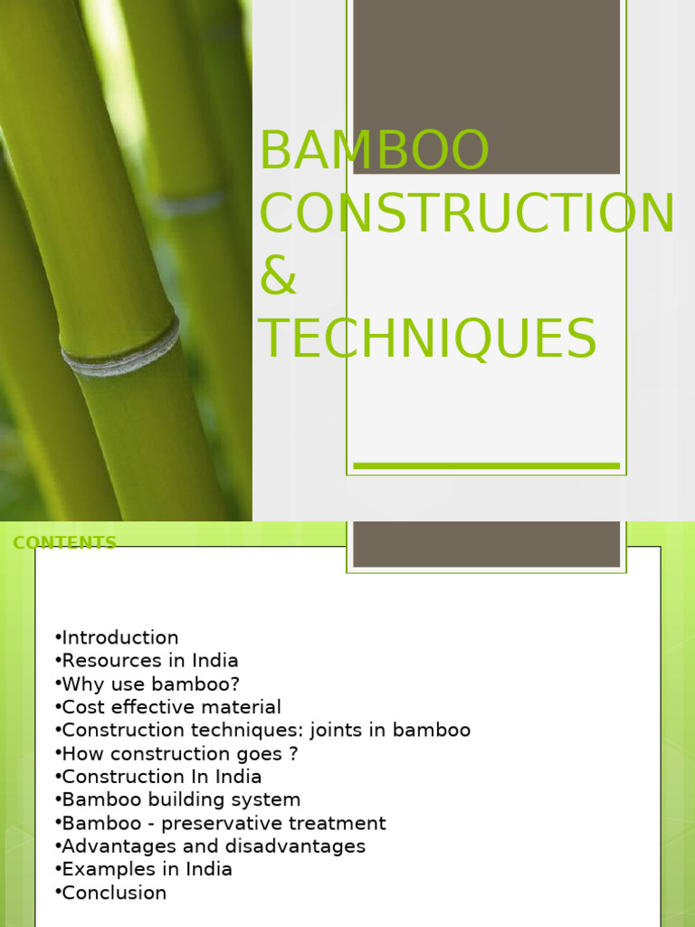 Bamboo Construction Techniques | PDF | Building Materials | Concrete