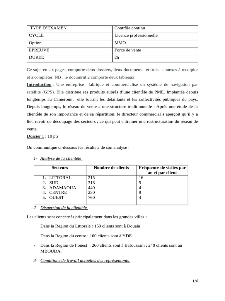 Analyse et Restructuration Force de Vente | PDF