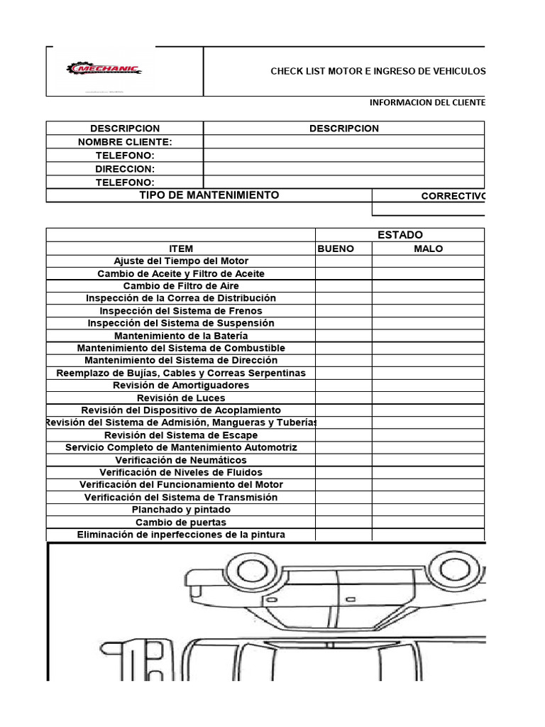Checklist de Mantenimiento Vehicular | PDF | Inyección de combustible ...