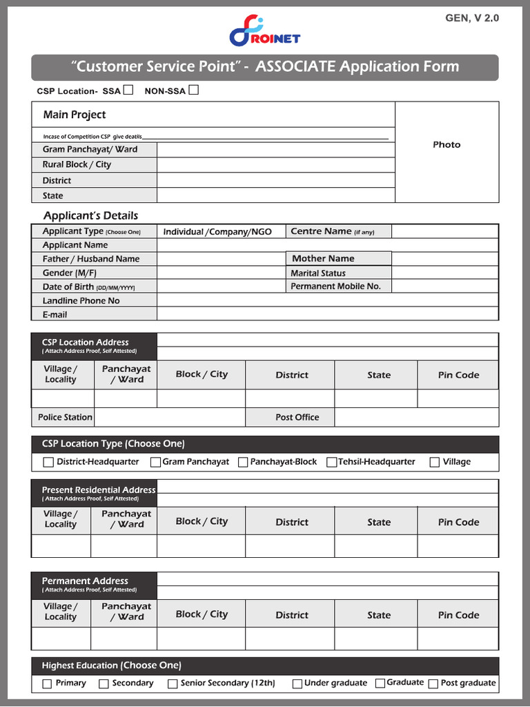 Banking CSP Application Form | PDF