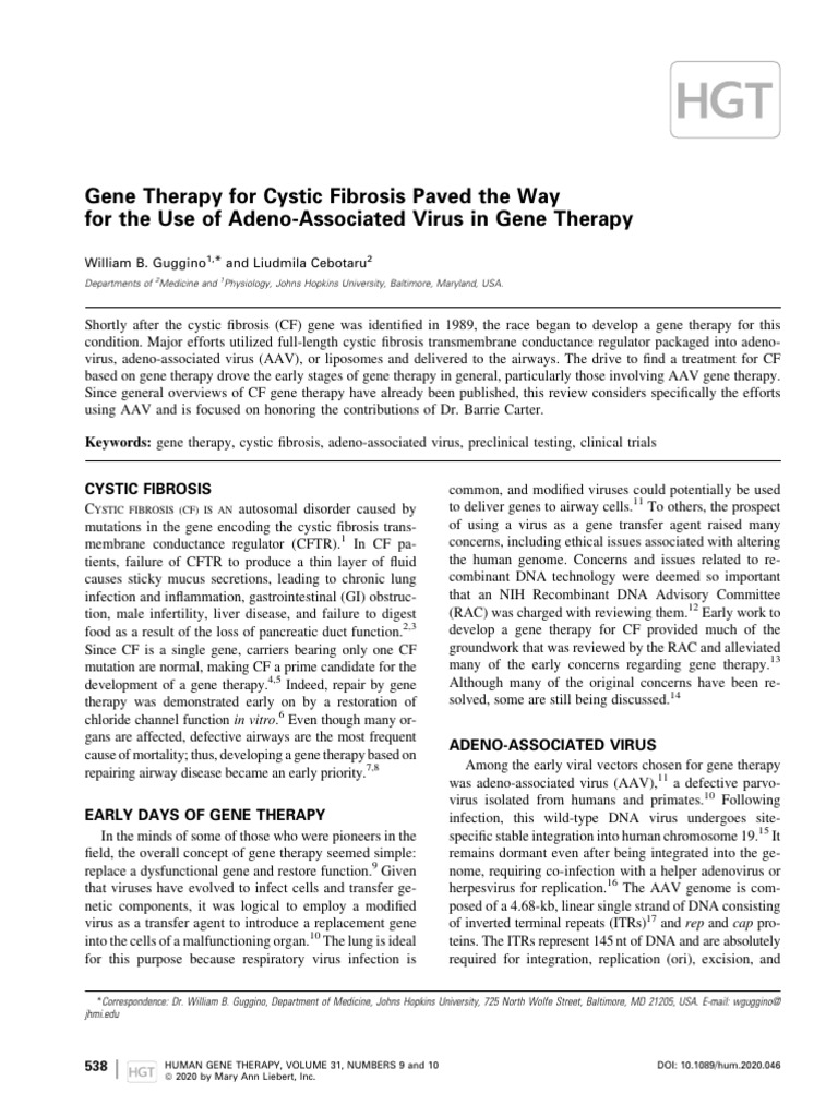 Guggino Cebotaru 2020 Gene Therapy For Cystic Fibrosis Paved The Way ...