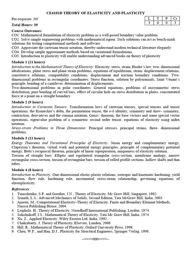 Theory of Elasticity and Plasticity Course | PDF | Stress (Mechanics ...
